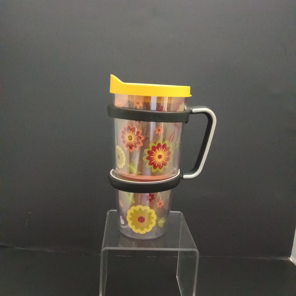 Tervis Mug with Floral Design and Yellow Lid
